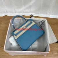 Hermes Kelly 25cm Shoulder Bags Epsom KL2755 blue&silver Tone Metal