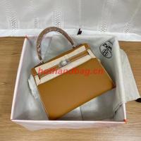 Hermes Kelly 25cm Shoulder Bags Epsom KL2755 brown&silver Tone Metal
