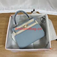 Hermes Kelly 25cm Shoulder Bags Epsom KL2755 light blue&gold Tone Metal