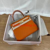 Hermes Kelly 25cm Shoulder Bags Epsom KL2755 orange&gold Tone Metal