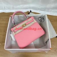 Hermes Kelly 25cm Shoulder Bags Epsom KL2755 pink&gold Tone Metal