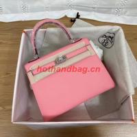 Hermes Kelly 25cm Shoulder Bags Epsom KL2755 pink&silver Tone Metal