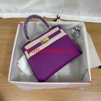 Hermes Kelly 25cm Shoulder Bags Epsom KL2755 purple&gold Tone Metal