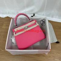 Hermes Kelly 25cm Shoulder Bags Epsom KL2755 rose&silver Tone Metal