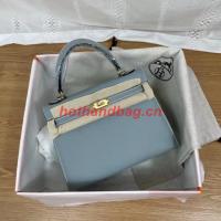 Hermes Kelly 25cm Shoulder Bags Epsom KL2755 sky blue&gold Tone Metal