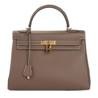Hermes Kelly 32cm Shoulder Bag Dark Grey Original Leather K32 Gold
