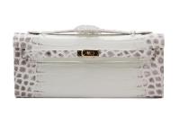 Hermes Kelly Clutch Bag Croco Leather K1002 OffWhite