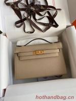 Hermes Original Epsom Leather KEL2278 grey&gold Tone Metal