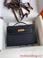 Hermes Original Epsom Leather KEL2278 black&gold Tone Metal