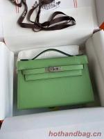 Hermes Original Epsom Leather KEL2278 green&Silver Tone Metal