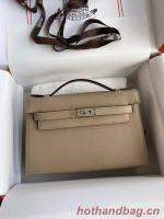 Hermes Original Epsom Leather KEL2278 grey&Silver Tone Metal