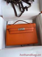 Hermes Original Epsom Leather KEL2278 orange&Silver Tone Metal