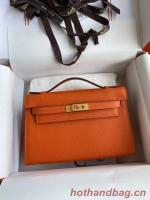 Hermes Original Epsom Leather KEL2278 orange&gold Tone Metal