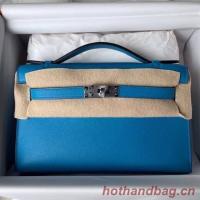 Hermes Original swift Leather KEL2278 blue&Silver Tone Metal