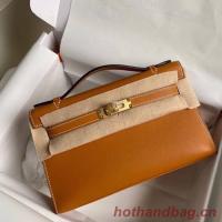 Hermes Original swift Leather KEL2278 brown&gold Tone Metal