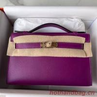 Hermes Original swift Leather KEL2278 purple&gold Tone Metal