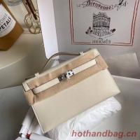 Hermes Original swift Leather KEL2278 white&Silver Tone Metal