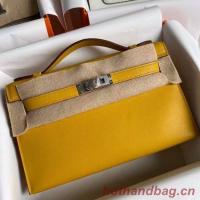 Hermes Original swift Leather KEL2278 yellow&Silver Tone Metal