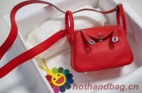 Hermes mini Lindy Togo Leather Bag LD19 red&Silver Tone Metal