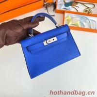 Hermes Kelly 19cm Shoulder Bags Epsom Leather KL19 Silver hardware Electro optic blue Hermes Kelly 19cm Shoulder Bags Epsom Leather KL19 Silver hardware Electro optic blue