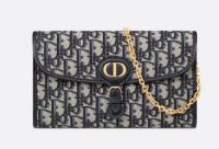 DIOR BOBBY EAST WEST POUCH WITH CHAIN Blue Dior Oblique Jacquard S5703UT