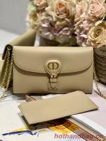 DIOR BOBBY EAST WEST POUCH WITH CHAIN Smooth Calfskin S5703UBP Beige