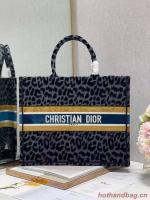 DIOR BOOK TOTE Embroidery C1286 4 Black&gray Leopard Print