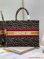 DIOR BOOK TOTE Embroidery C1286 1 Brown Leopard Print