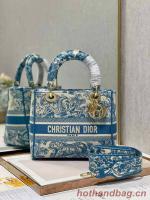 DIOR MEDIUM LADY D LITE BAG Embroidery M0565OR blue
