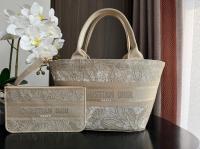 Dior HAT BASKET BAG White and Gold Tone Macrocannage Embroidery M1328CEB