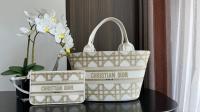 Dior HAT BASKET BAG White and Gold Tone Macrocannage Embroidery M1328CES