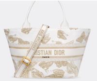 Dior HAT BASKET BAG White and Gold tone Gradient Butterflies Embroidery M1328C