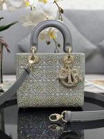 Dior LADY MEDIUM D LITE BAG M0568O Diamond Embroidery Green