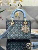Dior LADY MEDIUM D LITE BAG M0568O Diamond Embroidery blue