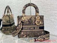 Dior MEDIUM LADY D LITE BAG Beige Toile de Jouy Reverse Embroidery M0565ORG