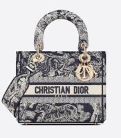 Dior MEDIUM LADY D LITE BAG Blue Toile de Jouy Reverse Embroidery M0565