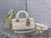 Dior SMALL LADY D JOY BAG Patent Cannage Calfskin M0613OW white