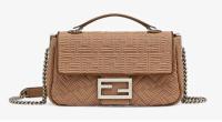 FENDI MIDI BAGUETTE CHAIN FF fabric bag 8BR793 Beige