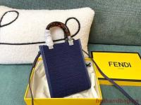 FENDI MINI SUNSHINE SHOPPER FF fabric mini bag 8BS051AG dark blue