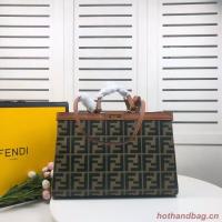 FENDI PEEKABOOXTOTE canvas bag 8BH374A brown&green