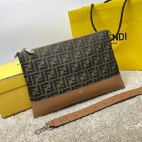 Fendi After FF Camellia colored leather bag with laser cut FF F7604 brown