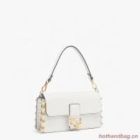 Fendi Baguette brooch Fendace white leather bag 8BR801