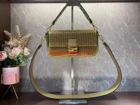 Fendi Baguette crystals and leather bag F0961 gold