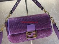 Fendi Baguette crystals and leather bag F0961 purple