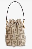 Fendi Mon Tresor Dove gray tapestry fabric mini bag 8BS010A
