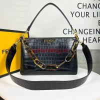 Fendi O Lock Zipper Crocodiles leather bag F1068 black