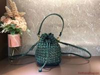 Fendi Weave MON TRESOR mini bag 8BS010A3 blackish green