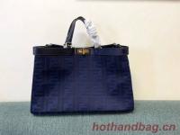FendiXTote houndstooth wool shopper with FF embroidery 8BH374A dark blue