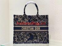 LARGE DIOR BOOK TOTE Black Dior Jardin dHiver Embroidered Cotton with Velvet and Gold Tone Metallic Thread M1286