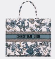 LARGE DIOR White and Pastel Midnight Blue Toile de Jouy Mexico Embroidery M1286ZES